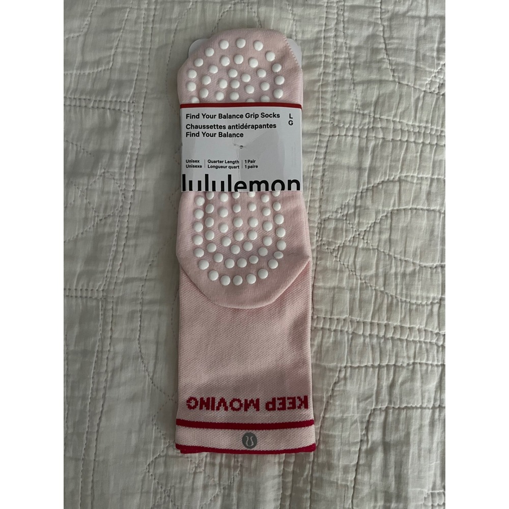 Lululemon Find Your Balance Grip Socks Pink Red LU9DBOS Unisex Large NWT